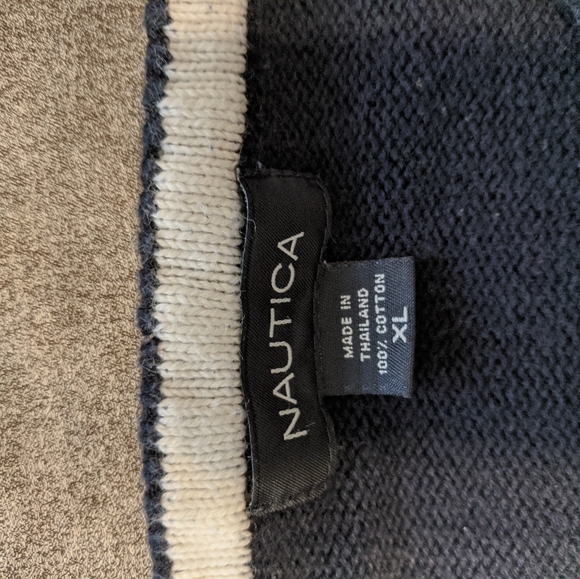 Nautica Sweater navy and gray thick stripe - Picture 2 of 5
